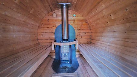 Innenansicht der runden Sauna